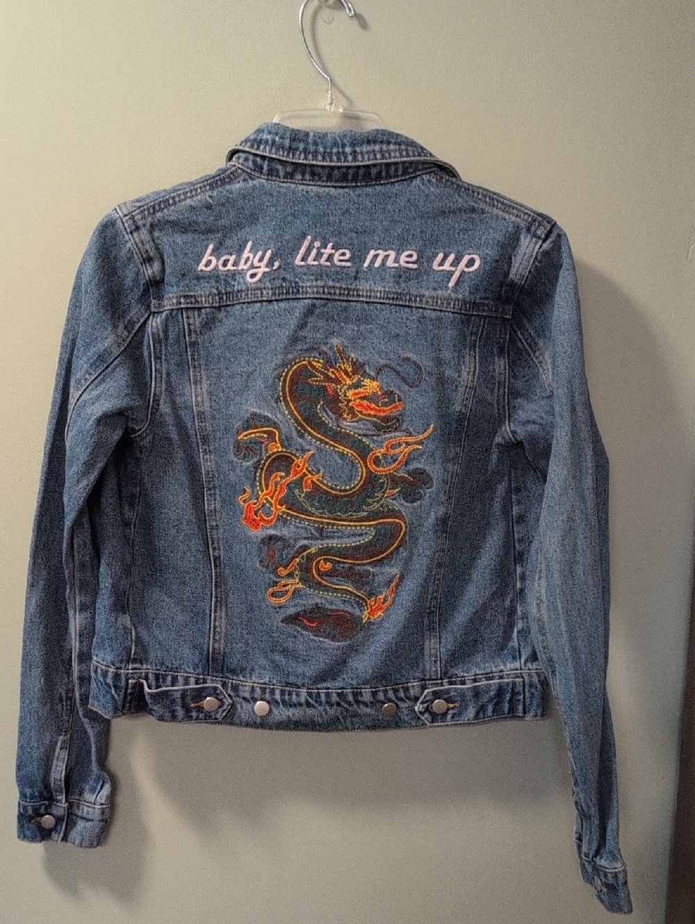Honey Punch Medium Wash Embroidered Denim Jacket - Picture 3 of 6